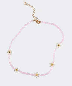 ACC0334_PINK New In Pearl Daisy Chocker