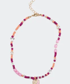 ACC0335_PURPLE Yin Yang Heart Beaded Necklace