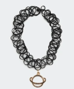 ACC0330_BLACK Babe Fest Bear Charm Tattoo Chocker