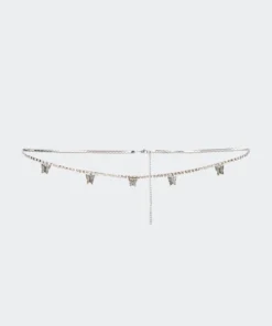 ACC0307_SILVER Rhinestone Butterfly Belly Chain