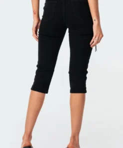 S11213_black Pants Alexiss Lace-Up Capri Jeans