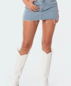 S11191_light-blue Jessie Low-Rise Denim Skirt Skirts