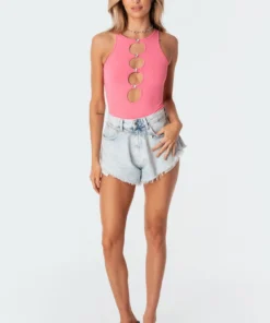 S11186_pink Tops Diamond Hearts Bodysuit