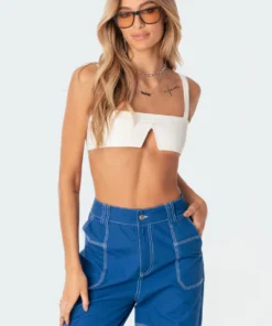 S11225_white Tops Valeria V Crop Top