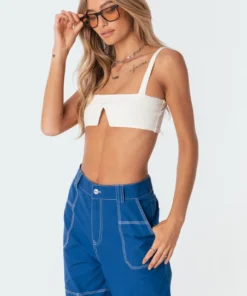 S11225_white Tops Valeria V Crop Top