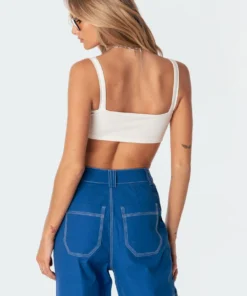 S11225_white Tops Valeria V Crop Top