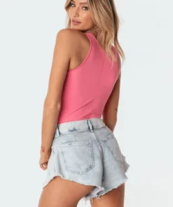 S11186_pink Tops Diamond Hearts Bodysuit