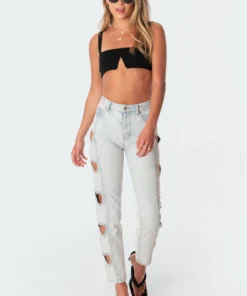 S11225_black Valeria V Crop Top Tops