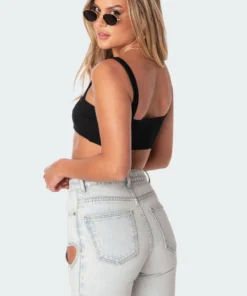 S11225_black Valeria V Crop Top Tops