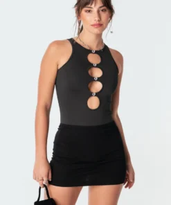 S11186_black Tops Diamond Hearts Bodysuit