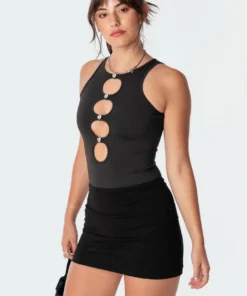 S11186_black Tops Diamond Hearts Bodysuit