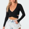 1056_black Layla Wrap Crop Top