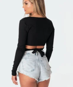 1056_black Layla Wrap Crop Top