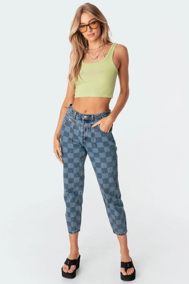 S11238_blue Pants Blue Check Jeans 3 S11238_blue Pants Blue Check Jeans