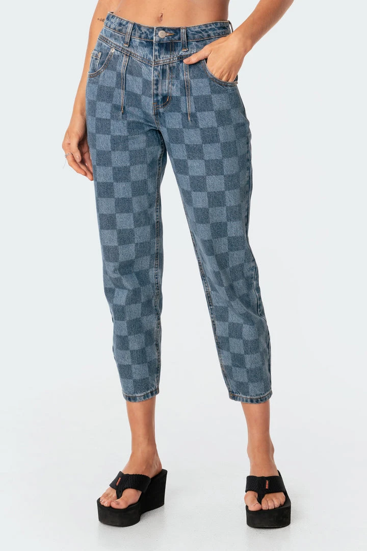 S11238_blue Pants Blue Check Jeans 4 S11238_blue Pants Blue Check Jeans