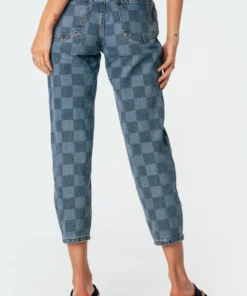 S11238_blue Pants Blue Check Jeans 9 S11238_blue Pants Blue Check Jeans