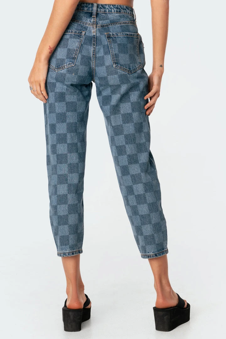 S11238_blue Pants Blue Check Jeans 6 S11238_blue Pants Blue Check Jeans