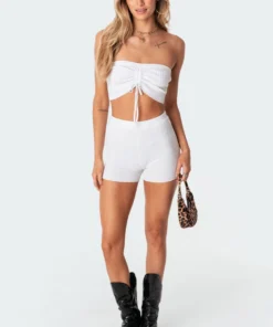 S11235_white Vera Knitted Crop Top Tops