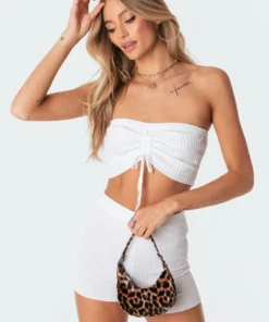 S11235_white Vera Knitted Crop Top Tops