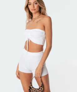 S11235_white Vera Knitted Crop Top Tops