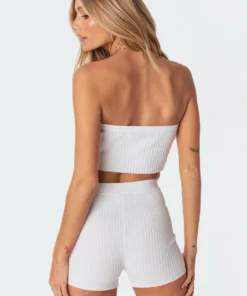 S11235_white Vera Knitted Crop Top Tops