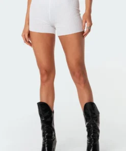 S11236_white Vera Knitted Biker Shorts