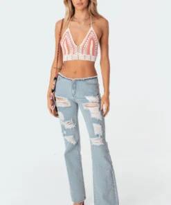 S11242_mix Gypsy Crochet Top Tops