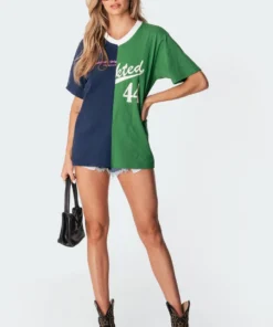S11287_mix Split Oversized T-Shirt