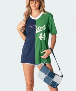 S11287_mix Split Oversized T-Shirt