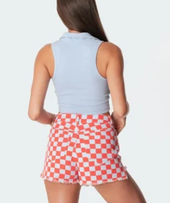 S11292_light-blue Riley Ribbed Collared Crop Top Tops