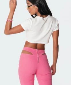 S11318_white Tops Flower Child Cropped T-Shirt