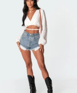 S11084_white Chelsea Wrap Top Tops