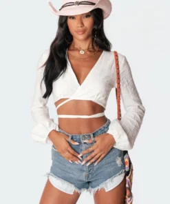 S11084_white Chelsea Wrap Top Tops