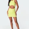 S11313_neon-green Dresses Nava Cut-Out Ribbed Mini Dress