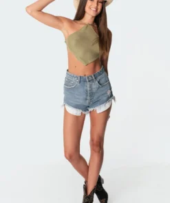 S11210_olive Tops Harlow Knitted Open-Back Top