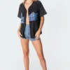 S11256_black-washed Boston Washed Oversized T-Shirt Tops