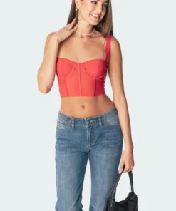 S11204_red Teagen Mesh Corset Top New In