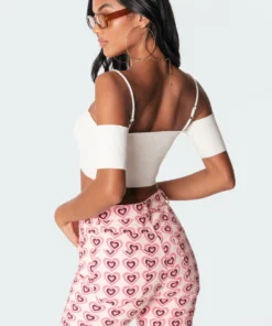 S11251_cream Tops Ria Knitted Crop Top