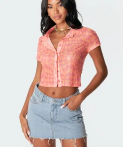 S11301_mix Morphy Mesh Button-Up Shirt