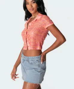 S11301_mix Morphy Mesh Button-Up Shirt