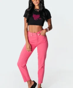 S11096_black Tops Devil Diamond Cropped T-Shirt