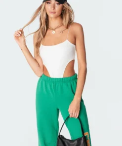 S11218_white Tops Camilla Ribbed High-Cut Bodysuit