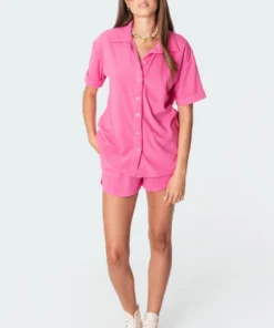 S11134_pink Bronti Terry Shorts Pants