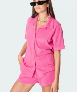 S11135_pink Tops Bronti Terry Shirt