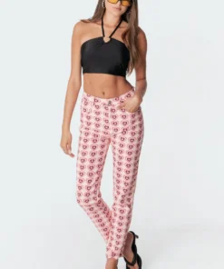 S11246_black Tops Sianna Heart Halter Crop Top