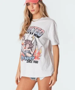 S11337_gray Power Angel Oversized T-Shirt