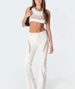 S11107_white Engine White Flared Jeans