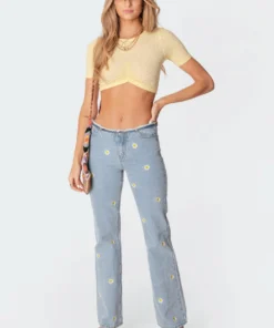 S11297-1_yellow Macey Ribbed Gathered Crop Top 7 S11297-1_yellow Macey Ribbed Gathered Crop Top
