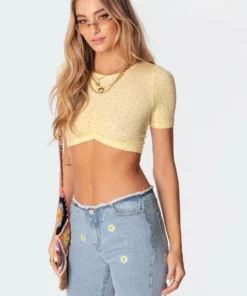 S11297-1_yellow Macey Ribbed Gathered Crop Top 8 S11297-1_yellow Macey Ribbed Gathered Crop Top