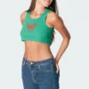 S11268_green Tops Casey Butterfly Ribbed Top